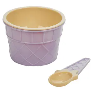 URBNLIVING 10cm Width 8 Pcs Ice Cream Set Kids Party 4 Bowls & Spoons Multicolour Dessert Cups Scoops