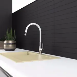 Hommix Rubineta Flexy-33 White Kitchen Faucet