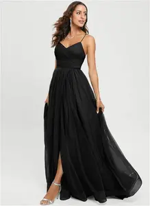 JJ's House Prom Dress Black Spaghetti Straps Long V-Neck Ball-Gown Princess Tulle 2025