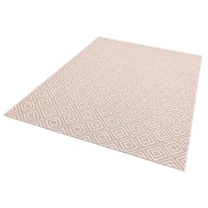 Pink Outdoor Rug, Geometric Stain-Resistant Rug For Patio Decks Balcony, 4mm Modern Outdoor Area Rug-80cm X 150cm