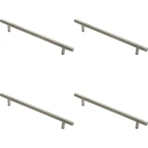 4x Round T Bar Pull Handle 210 x 10mm 160mm Fixing Centres Stainless Steel