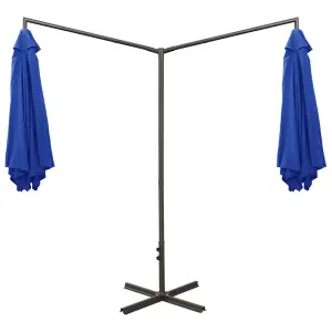 Berkfield Double Parasol with Steel Pole Azure Blue 600 cm