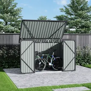 Charcoal Black Storage Shed Pent Tool Shed Bicycle Storage Shed with Lockable Door  and Base 6 x 4 ft