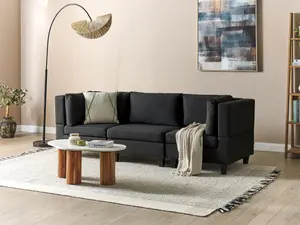 3-Seater Modular Fabric Sofa Black UNSTAD