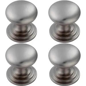 4x Victorian Round Cupboard Door Knob 38mm Dia Stainless Steel Cabinet Handle