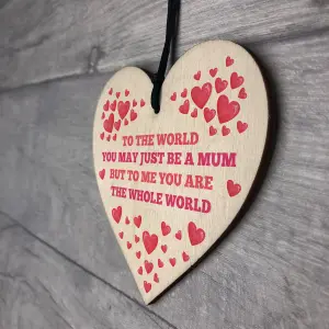 Red Ocean Gifts for Mum - Mum Gifts Hanging Wooden Heart , Mothers Day Gifts for Mum, Birthday Gifts for Mum from Daughter Son,