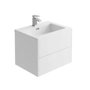 Borneo White Wall Hung Vanity Unit & Basin Set (W)600mm (H)470mm