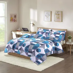 Scott Geometric Blue Single Duvet Cover Set