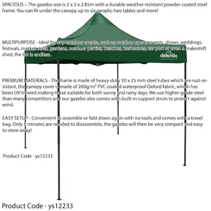 Heavy Duty 2x2m Green Pop-Up Gazebo for All Outdoor Events