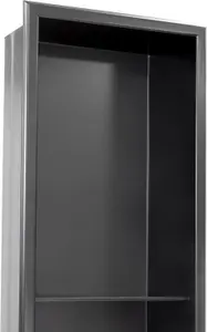 Thermopanel 304 Stainless Steel Recess Shower Niche Shelved - Matte Black (204x915x103mm)