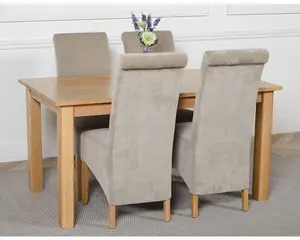 Oslo 150 x 90 cm Medium Oak Dining Table and 4 Chairs Dining Set with Montana Grey Fabric Chairs