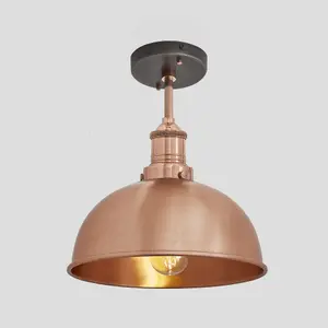 Industville Brooklyn Dome Flush Mount, 8 Inch, Copper, Copper Holder