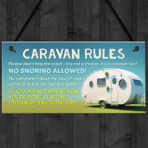 Red Ocean Funny Caravan Rules Sign - Novelty Caravan Decor Accessories - Hanging Novelty Sign - Caravan Lover Gifts For Men Women