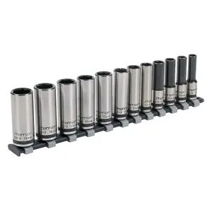 Sealey Socket Set 12 Pieces 3/8" Square Drive Deep Lock-On Metric AK2744B