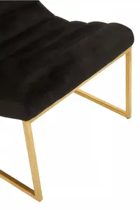 Interiors by Premier Black Velvet Cocktail Chair, Modern Art-Deco Black Velvet Accent Chair, Matte Gold Stainless Steel Frame