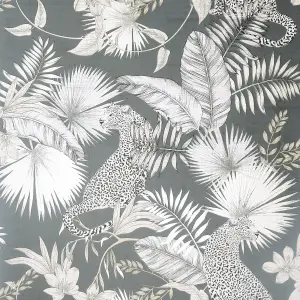 Arthouse Tropical Leopard Neutral Wallpaper