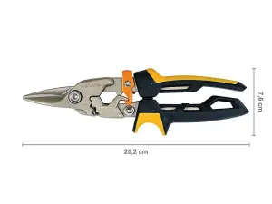 Fiskars 1027207 PowerGear Aviation Snips Straight Cut 250mm 10in FSK1027207