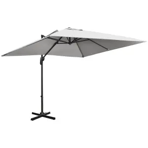 Outsunny 2.7 x 2.7 m Cantilever Parasol Garden Umbrella w/ Cross Base Grey