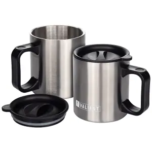 Valiant Camping Kettle Black & Insulated Mug Set