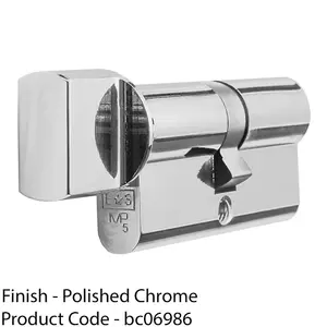 70mm EURO Cylinder Bathroom Thumb Turn Lock - Polished Chrome Twist Door Barrel