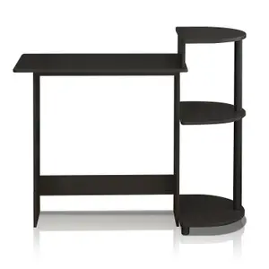 Furinno Compact Computer Desk with Shelves, Espresso/Black