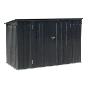 Charcoal Black Storage Shed Pent Tool Shed Bicycle Storage Shed with Lockable Door  and Base 6 x 4 ft