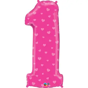 Qualatex 38 Inch Number One Shaped Foil Birthday Balloon Pink (One Size)