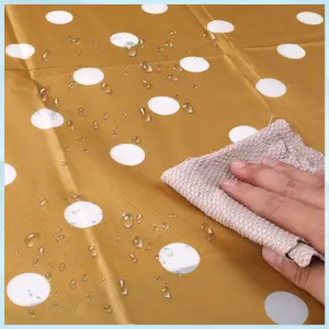 Neel Blue 54"x108" Plastic Tablecloth with Polka Dot Disposable Table Cover - Gold