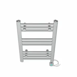 Right Radiators Prefilled Thermostatic Electric Heated Towel Rail Straight Bathroom Ladder Warmer - Chrome 600x400 mm