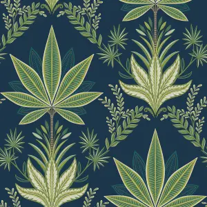 Galerie Mulberry Tree Blue Palm Leaf Wallpaper Roll