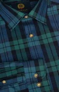 Men's Viyella Cotton/Wool Blend Shirt - Blackwatch Tartan