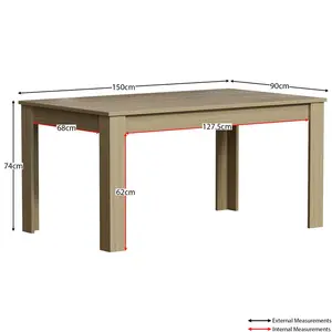 Iriemi Dining Table Oak / 74cm H x 150cm L x 90cm W