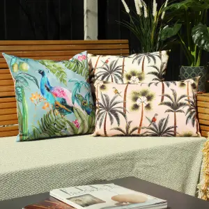 Evans Lichfield Peacock Printed UV & Water Resistant Outdoor Polyester Filled Cushion