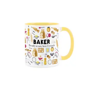 Baker Mug - Humourous Trades Funny Novelty Gift - Tea/Coffee Hot Drinks Yellow Ceramic Cup Present for Bakers/Bakery Workers