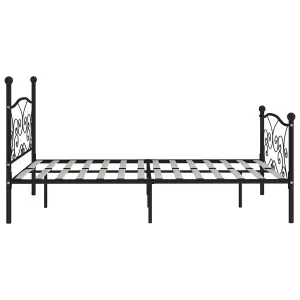 Berkfield Bed Frame with Slatted Base Black Metal 180x200 cm 6FT Super King