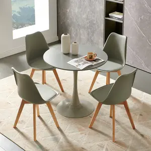 Kingsley Round Metal Base Dining Table Grey / 73cm H x 80cm W x 80cm D