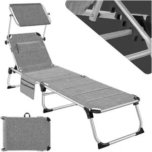 Sun Lounger Lorella - padded, foldable, with aluminium frame - black