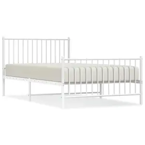 Berkfield Metal Bed Frame with Headboard and Footboard White 107x203 cm