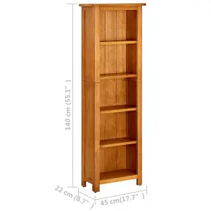 Berkfield 5-Tier Bookcase 45x22x140 cm Solid Oak Wood