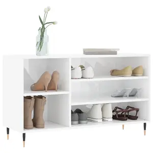 Shoe Cabinet High Gloss White 102x36x60 cm Engineered Wood