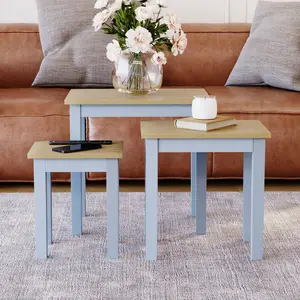 Analynn 3 Piece Nest of Tables Grey / Oak