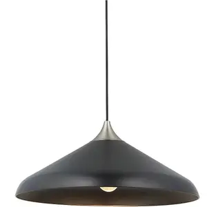 Hanging Ceiling Pendant Light - Matt Black & Matt Nickel Plate - 10W LED E27