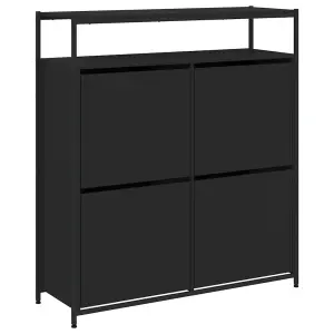 Berkfield Shoe Cabinet with 4 Flip-Drawers Black 100x34x112 cm