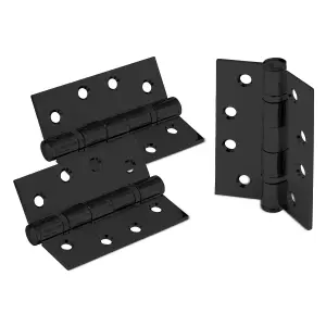 XFORT 4 Inch (100mm) Matt Black Ball Bearing Hinges, Steel Door Hinge for Wooden Doors (1.5 Pairs)