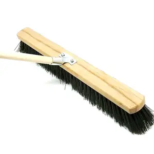 50 cm / 20 in Traditional Wooden Sweeping Broom Soft Bristle Brush for Indoor Outdoor Yard with 115 cm Long Handle