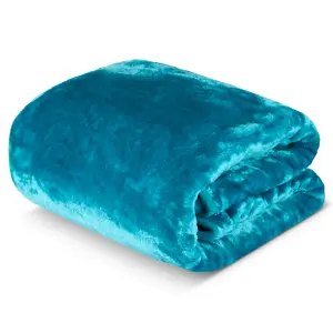 Hibernate Collection Soft Faux Mink Throw Thick Luxury Blanket - King  Turquoise