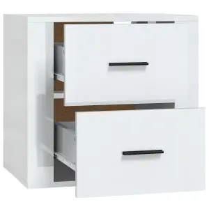 Berkfield Wall-mounted Bedside Cabinet High Gloss White 50x36x47 cm