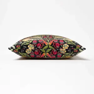 Homescapes Navy William Morris Strawberry Thief Velvet Cushion