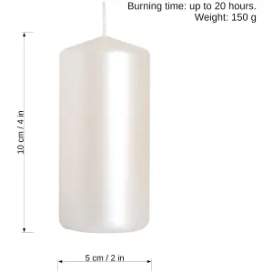 Pillar Candles, Pack of 2, Unscented, Long Burning Time, 10 x 5 cm / 4 x 2 in (Pearl, Metallic)