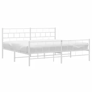 Berkfield Metal Bed Frame with Headboard and Footboard White 200x200 cm